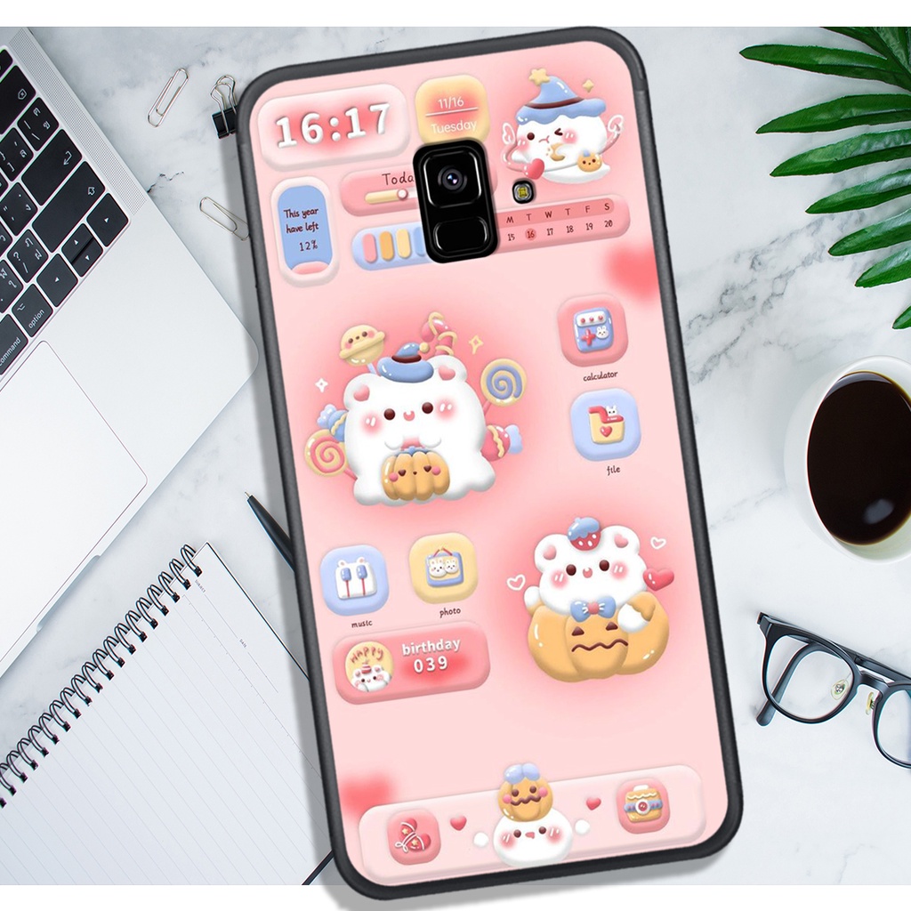 ỐP LƯNG SAMSUNG A5 2018 - A8 2018 - A6 2016 - J6 2018, IN HÌNH GẤU NÂU CHOCOLATE ĐÁNG YÊU.