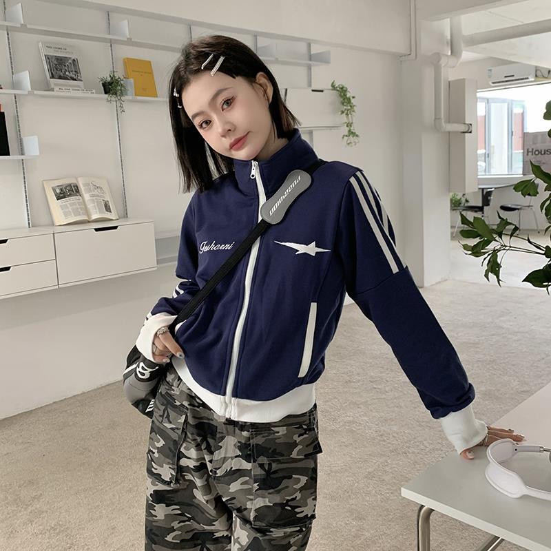 Áo Khoác Thể Thao Cổ Đứng Tay Dài Phong Cách Retro Cho Nữ