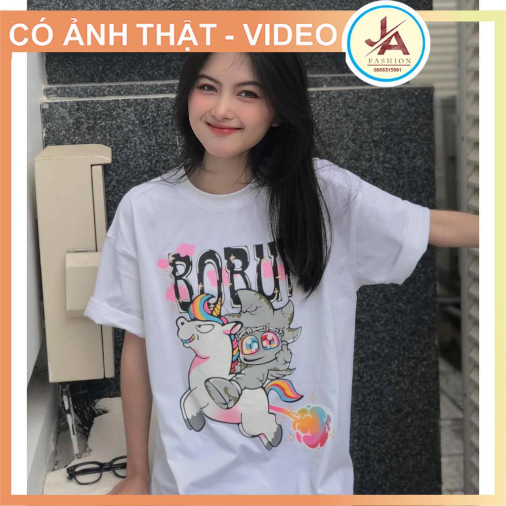 Áo Thun nam nữ  BOBUI NGỰA UNICORN  Áo phông tay lỡ unisex COTTON mát dày JASHOP