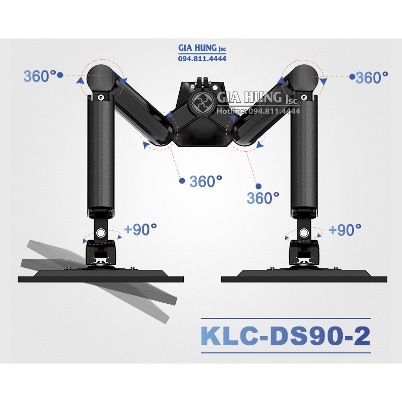 💥💥💥GIÁ TREO HAI MÀN HÌNH MÁY TÍNH KALOC DS90-2 Dual Monitor Arm TAY DÀI TƯƠNG ĐƯƠNG NBF195