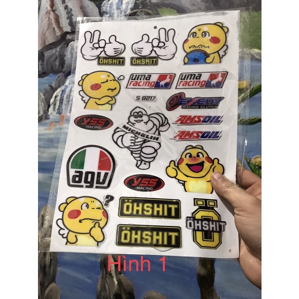 Sticker Tem nổi nhiều hình cao cấp trang trí xe laptop…