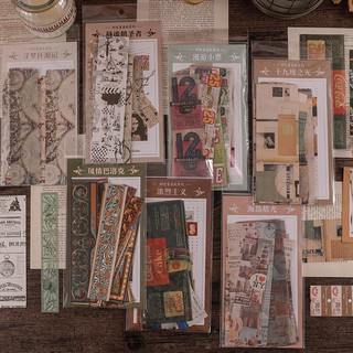 Set Sticker Vintage chữ nhật - Túi Sticker Hình Dán Retro trang trí sổ bullet journal
