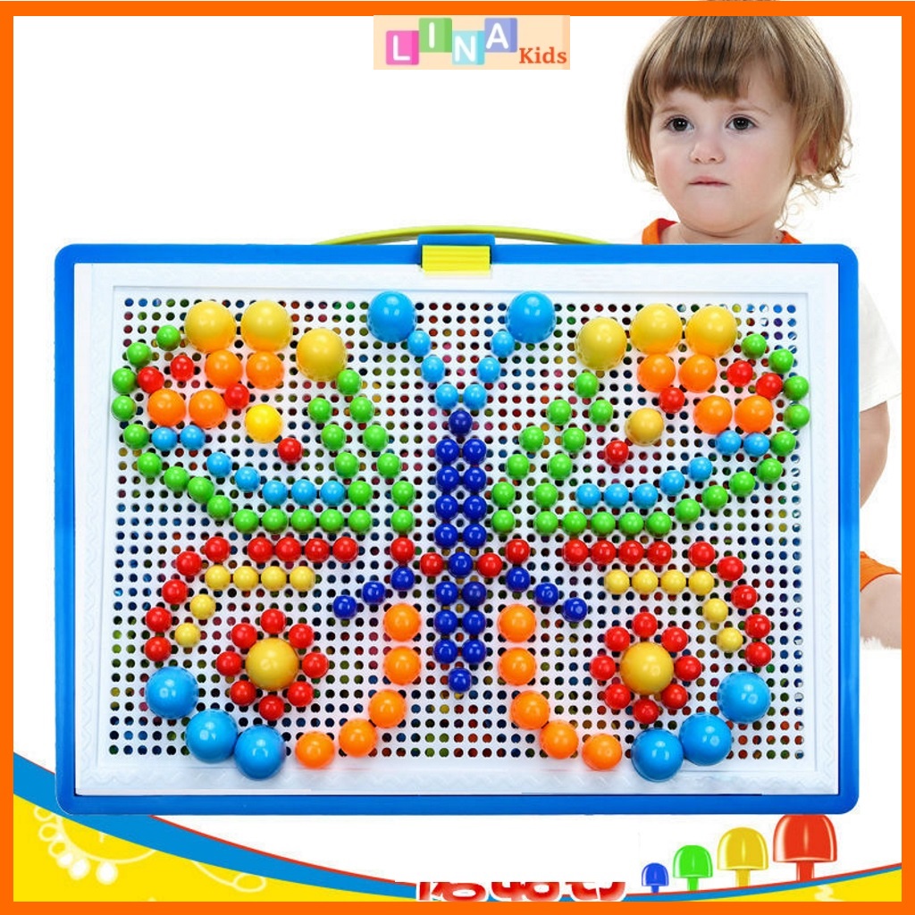 Đồ chơi cắm nấm 296 chi tiết, đồ chơi xếp hình nấm 296 chi tiết cho bé