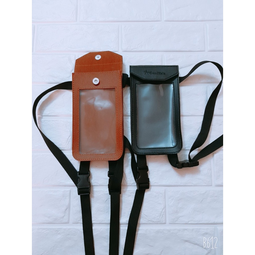 Túi treo đầu xe máy bằng da treo điện thoại đứng sunha MBS003 chuyên dùng cho grab, bee, xe ôm công nghệ