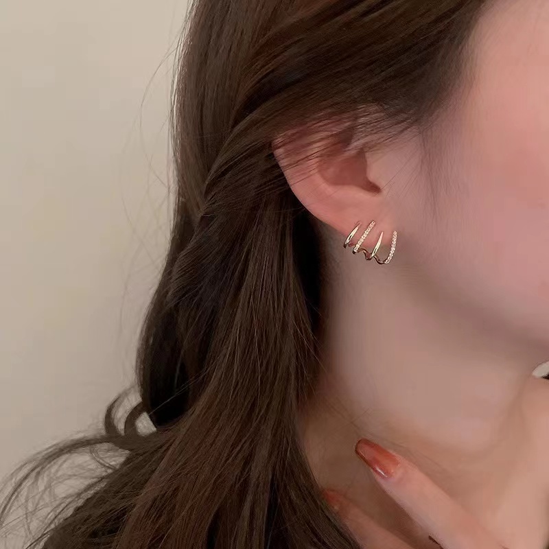 Khuyên Tai Đính Đá Kim Cương Nhân Tạo Thời Trang Cho Nữ