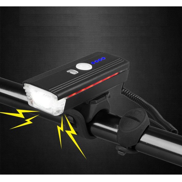 Đèn pin xe đạp có còi điện, siêu sáng, sạc USB, chống nước cao cấp – DX07