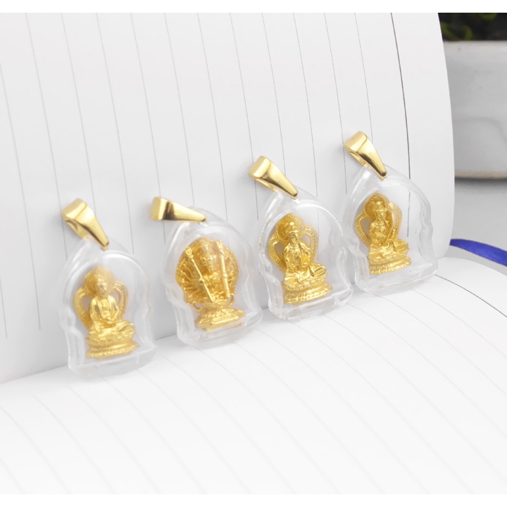 Mặt dây chuyền phong thủy Phật giáo Thái lan bằng inox mạ vàng sáng đẹp, bền màu, đem lại bình an may mắn cho người đeo