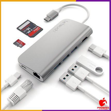 Cáp Usb Type C Chính hãng Letouch Multi Port Adapter 8 in 1 (xám)