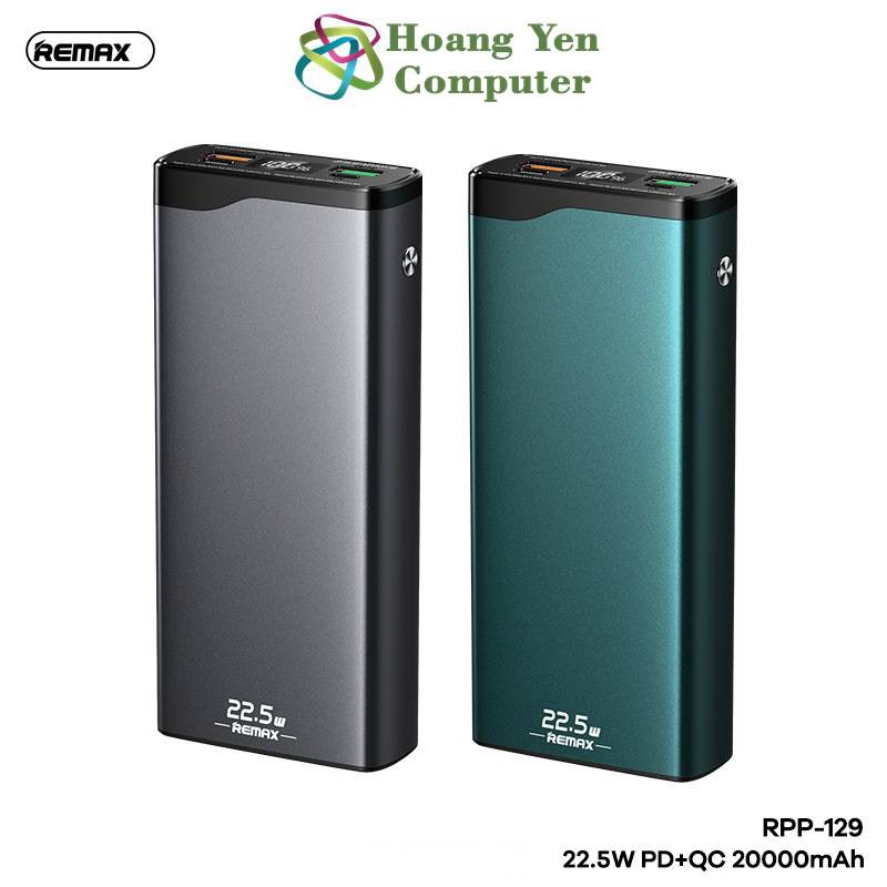 Sạc Dự Phòng Remax RPP-129 20000Mah (Sạc Nhanh QC3.0 18W, 22.5W, PD 18W) - BH 1 Năm - Hoàng Yến Computer