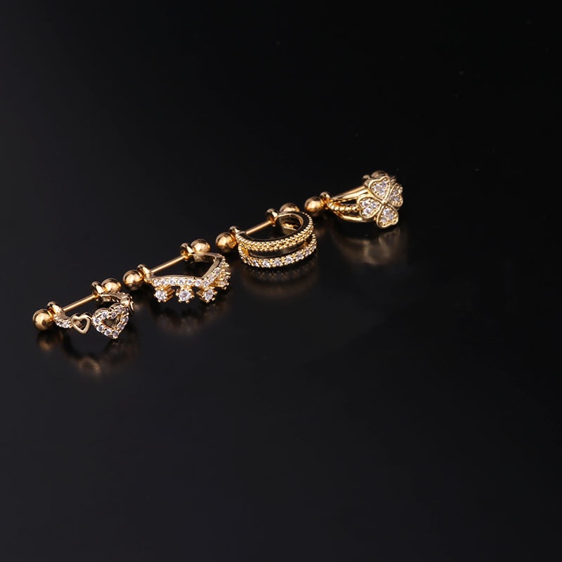 Khuyên tai đính đá Zircon đơn giản thời trang phong cách Hàn Quốc