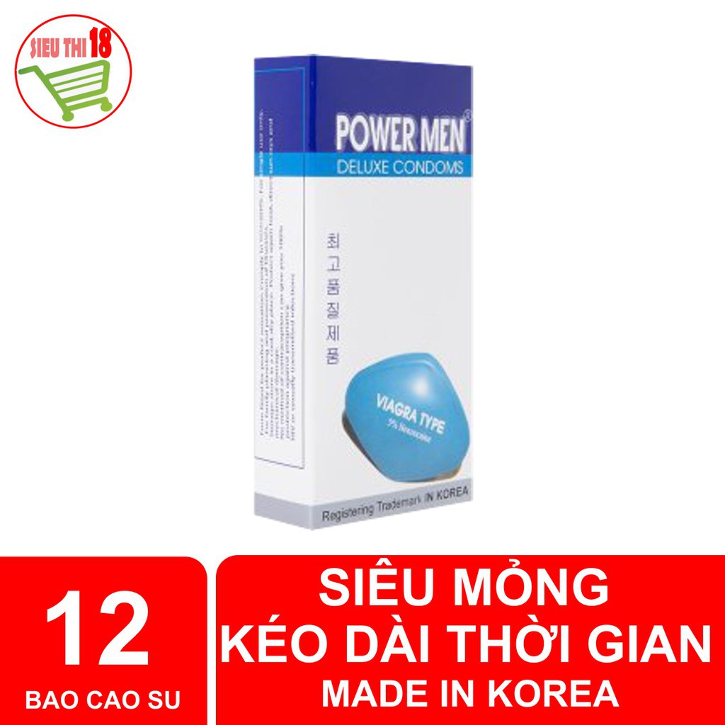 Bao cao su Power Men Viagra siêu mỏng kéo dài thời gian hộp 12 cái