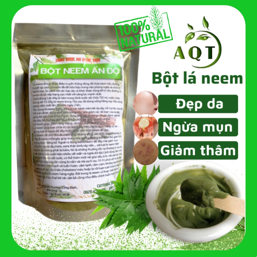 100g Bột Lá Neem Ấn Độ Nguyên Chất, Mask Lá Neem Đắp Mặt Nạ Trắng Da, Giảm Mụn Mờ Thâm