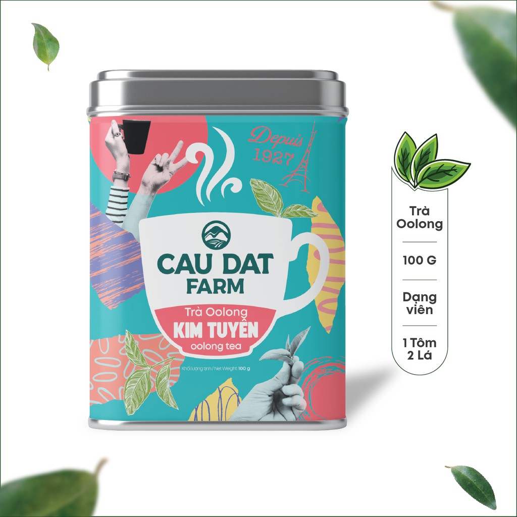 Trà Oolong Kim Tuyên Cầu Đất Hộp Thiếc 100g