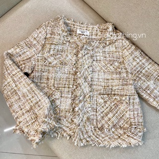 (SẴN) Áo dạ tweed kim sa nữ tính