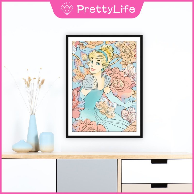 Bộ Tranh Đính Đá 5D Tự Làm Kích Thước 30x40cm Hình Công Chúa Disney Trang Trí Nhà Cửa