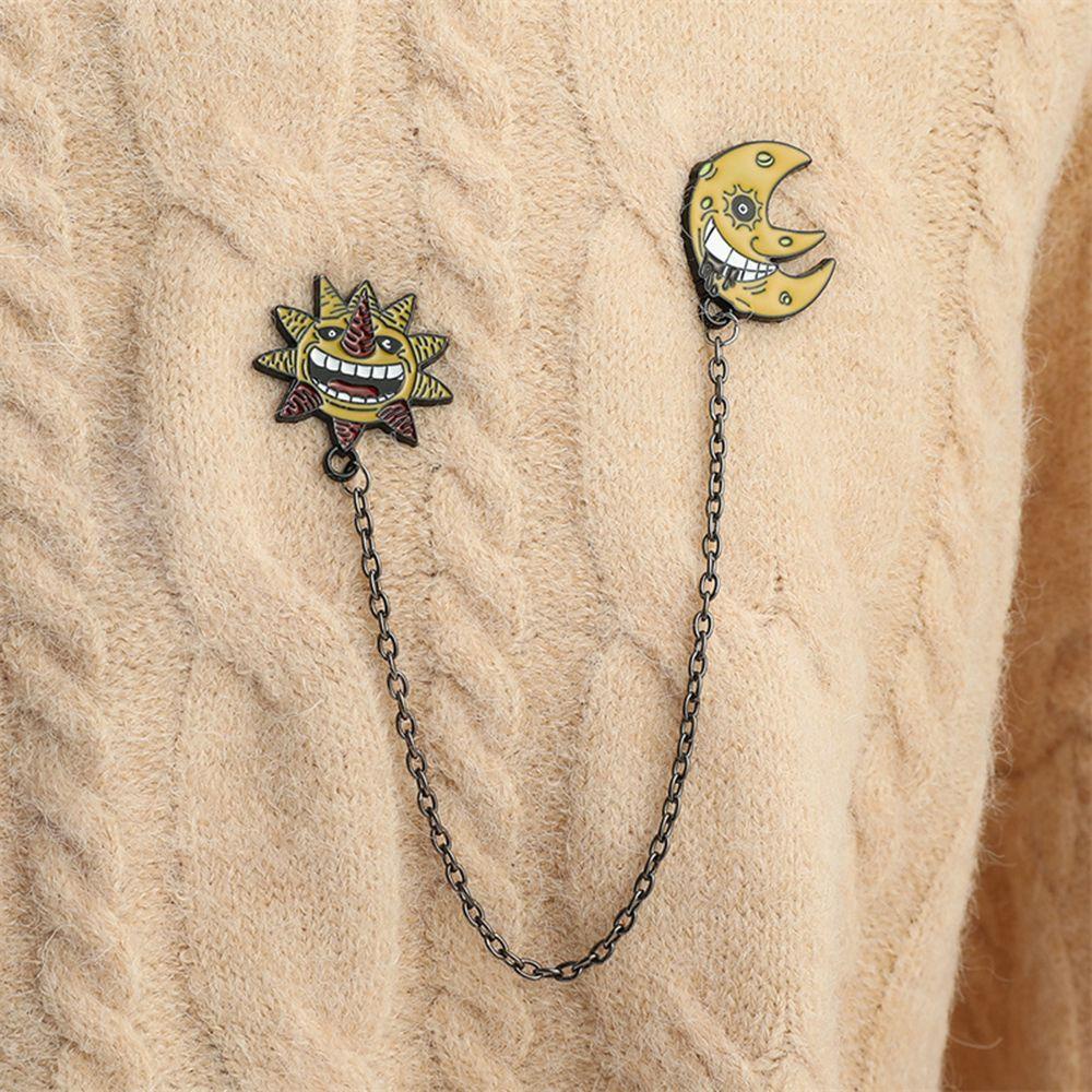 MOCHO Ghim Cài Áo Hình Mặt Trời Và Mặt Trăng Phong Cách Anime Sáng Tạo