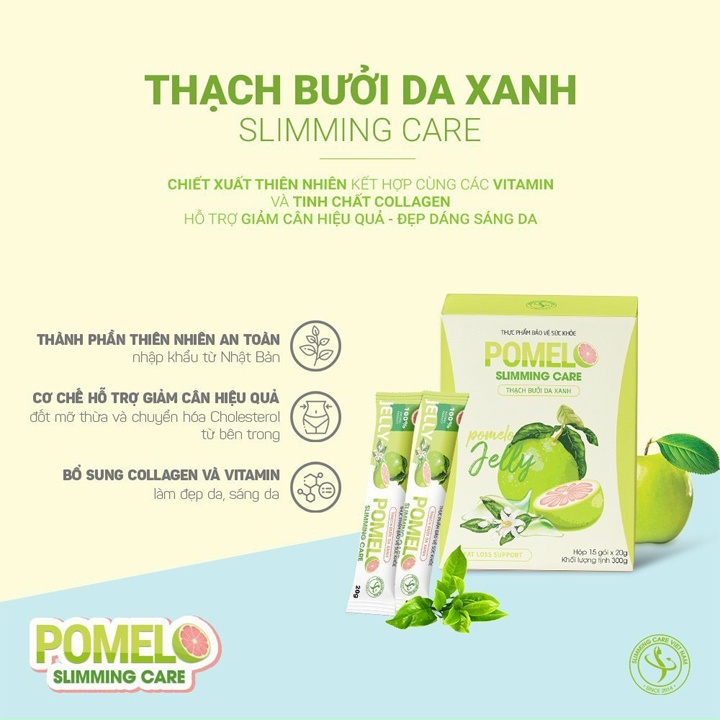 Thạch Bưởi Da Xanh Pomel, Thạch Bưởi Giảm Cân Slimming Care Pomelo Jelly Giảm Mỡ Thừa Cấp Tốc Giữ Dáng Đẹp Da Hộp 15 Gói