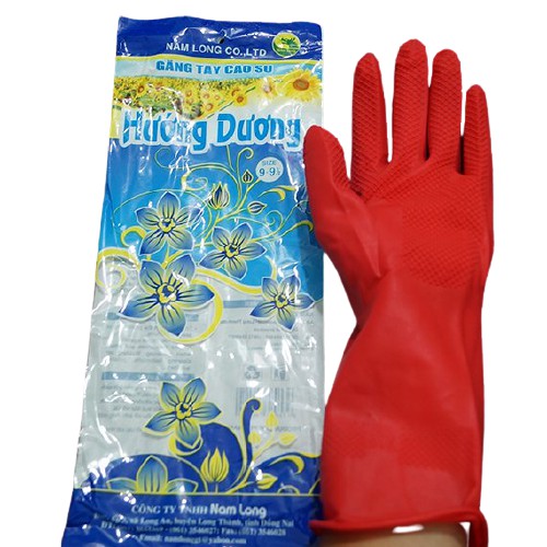 [Túi 10 đôi] Găng tay cao su rửa chén - Găng tay chống khuẩn, nấm mốc, khử mùi Hướng Dương - màu đỏ