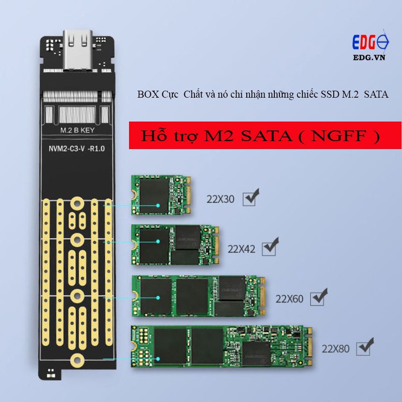 BOX chuyển SSD M2 SATA sang USB-C Orico mã hàng PRM2F-C3