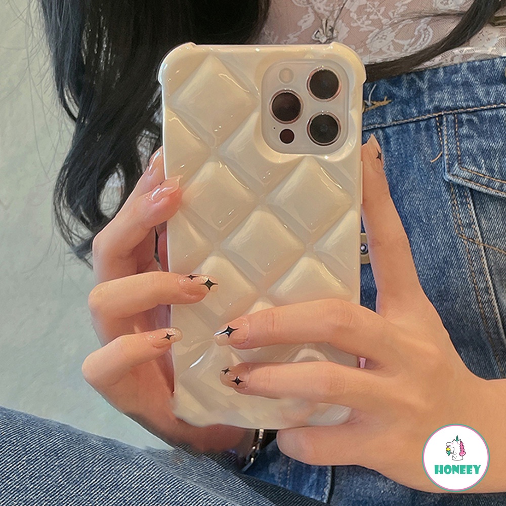 Ốp điện thoại TPU mềm họa tiết hình thoi nổi chống sốc cho iPhone 12 11 Pro Max X Xs Xr 8 7 Plus