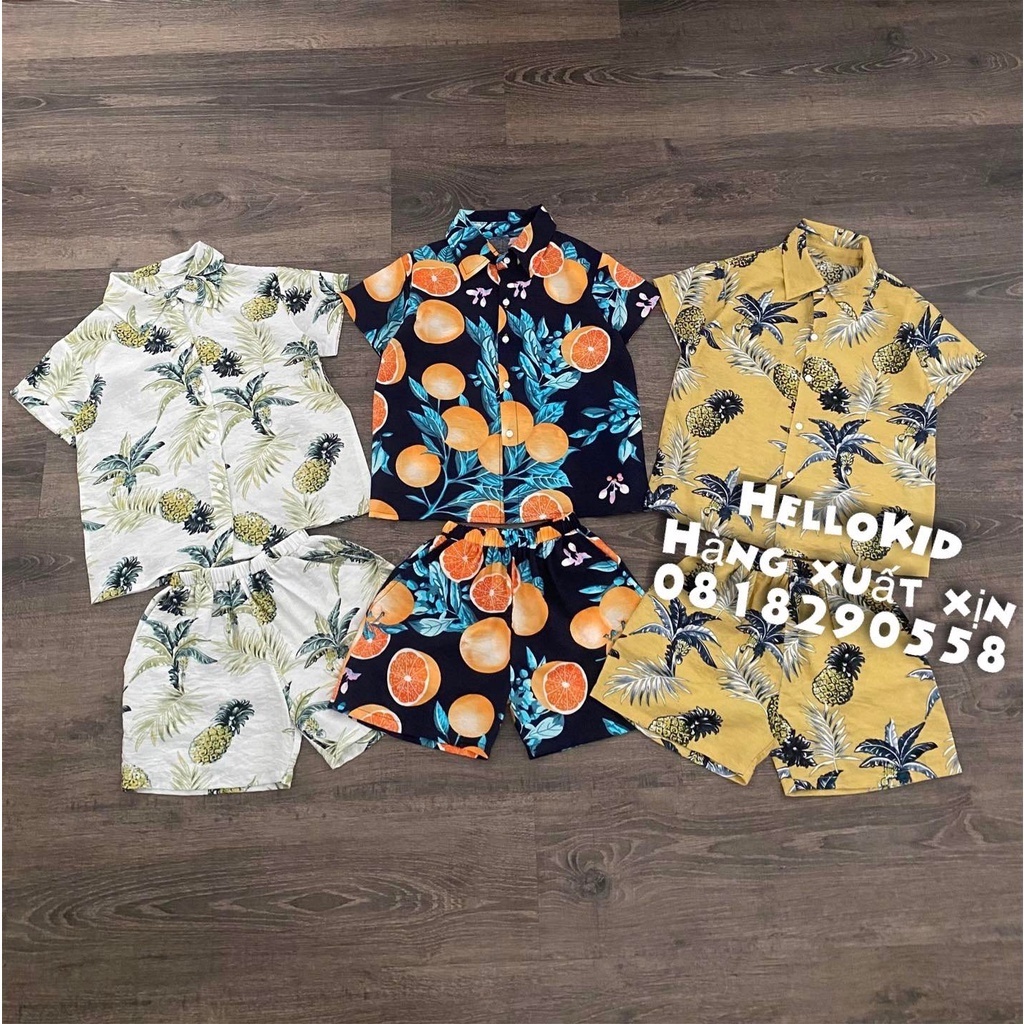 B235 - Bộ tơ đũi hoạ tiết bé trai &amp; bé gái