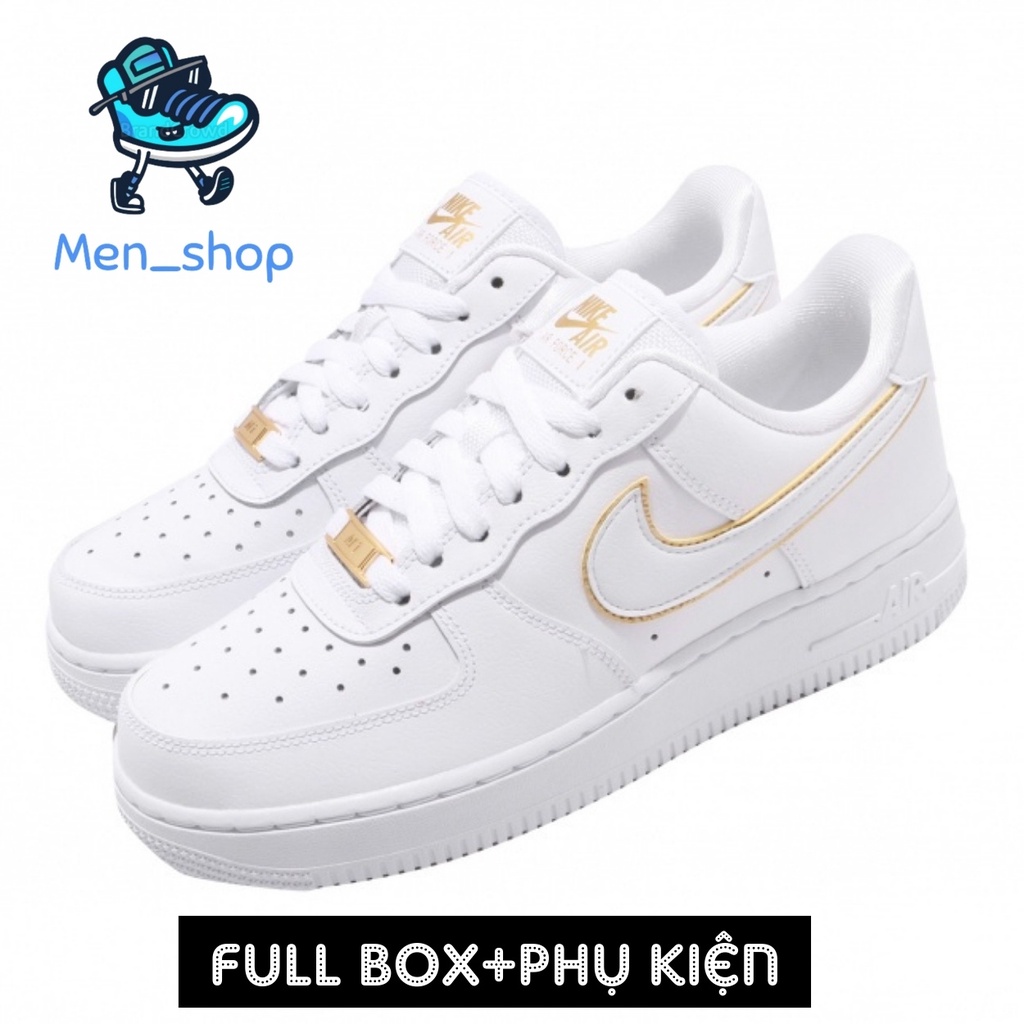 Giày AF1 trắng vệt gold, Giày thể thao Air force 1 White gold phối màu cực chất nam nữ hot trend 2022 Full box tặng dây