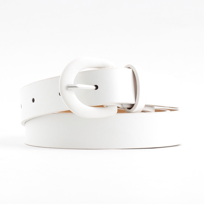 Thắt Lưng Da PU Màu Trơn Phối Khóa Kim Loại Đơn Giản Cho Nữ