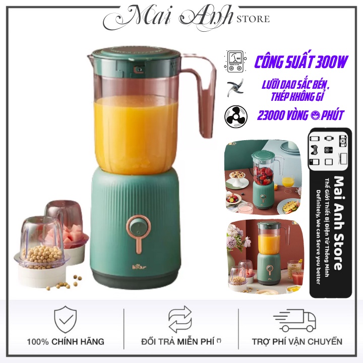 Máy xay sinh tố Bear LLJC10P1(BLB10V2 3 cối, máy xay đa năng 3 in 1 - Bảo Hành 12 tháng - Lỗi đổi cái mới