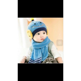 Bộ khăn mũ mặt cười cho bé