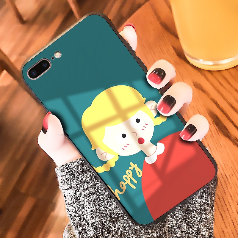 Ốp iphone lưng kính Happy Crush dành cho iphone 6 đến 14promax - K361