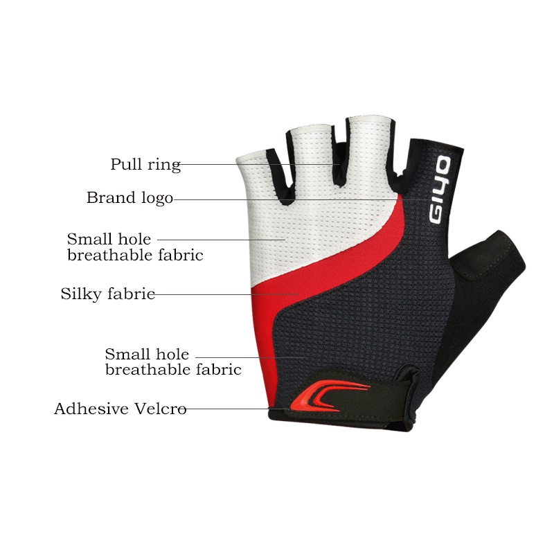 GIYO Găng Tay Hở Ngón Bằng Silicone Gel Chống Sốc Thoáng Khí Dành Cho Người Đi Xe Đạp Leo Núi/Chạy Xe MTB