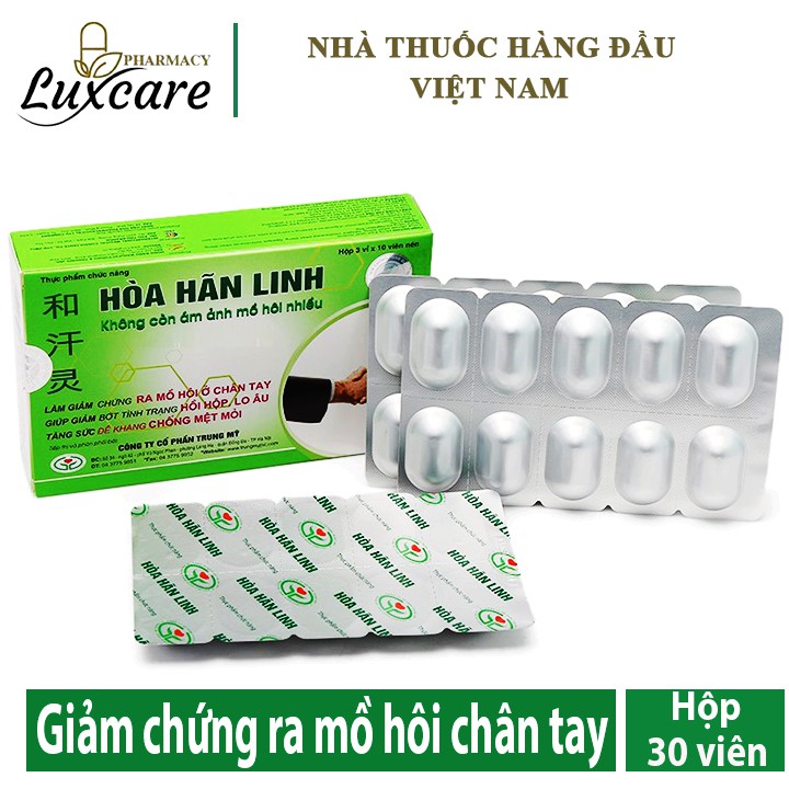 HÒA HÃN LINH - Dành Cho Người Ra Mồ Hôi Nhiều, Giảm Bớt Hồi Hộp, Lo Âu (Hộp 30 viên)