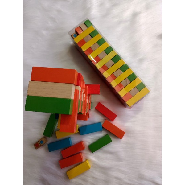 Bộ domino, thanh rút gỗ màu cho bé