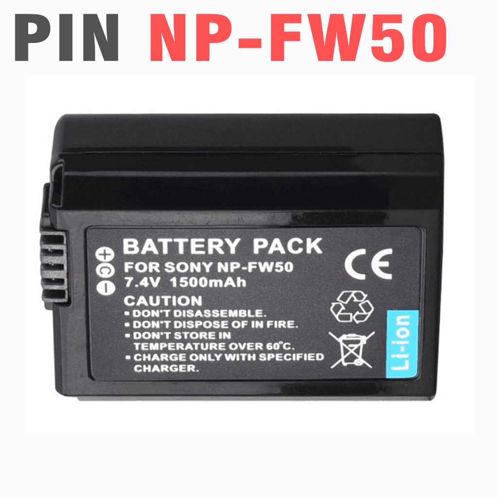 Pin máy ảnh NP-FW50 cho Sony A6000, A6300, A6500, A7, A7 II, A7R, A7S