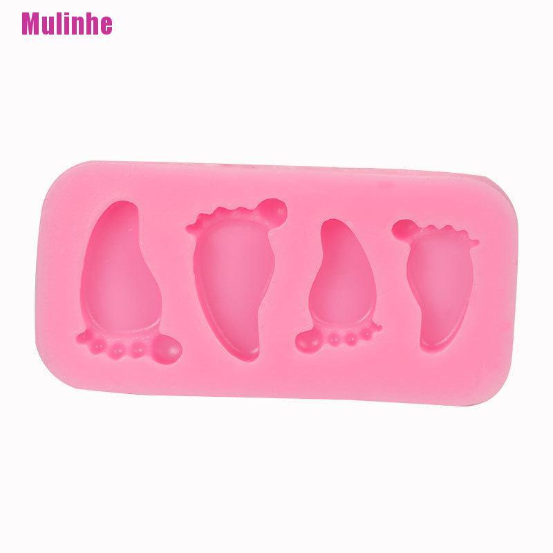 Khuôn Silicon Làm Sô Cô La/Kẹo Đường Bánh Kem Hình Bàn Chân Em Bé 3D Đáng Yêu