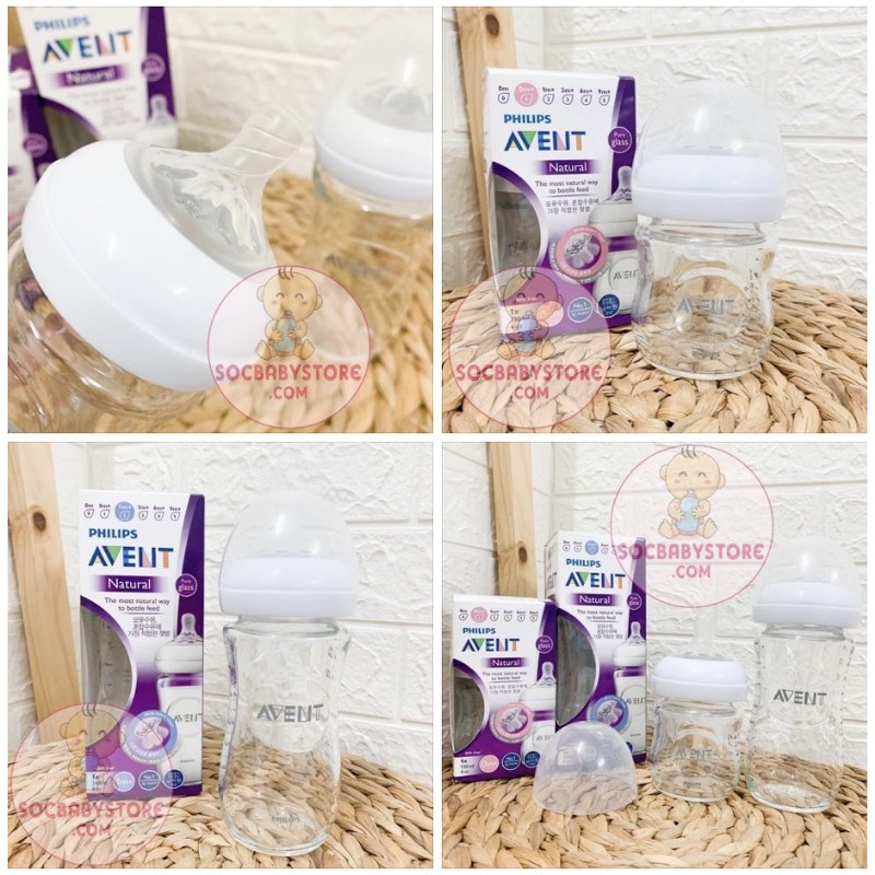 Bình sữa thuỷ tinh Philips Avent 120ml / 240ml - Chính hãng Vạn An