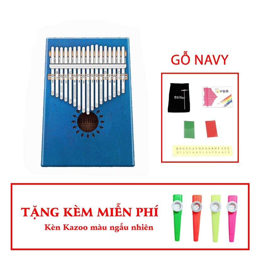 Đàn Kalimba 17 phím WOIM Gỗ NAVY Tặng kèm kèn KAZOO