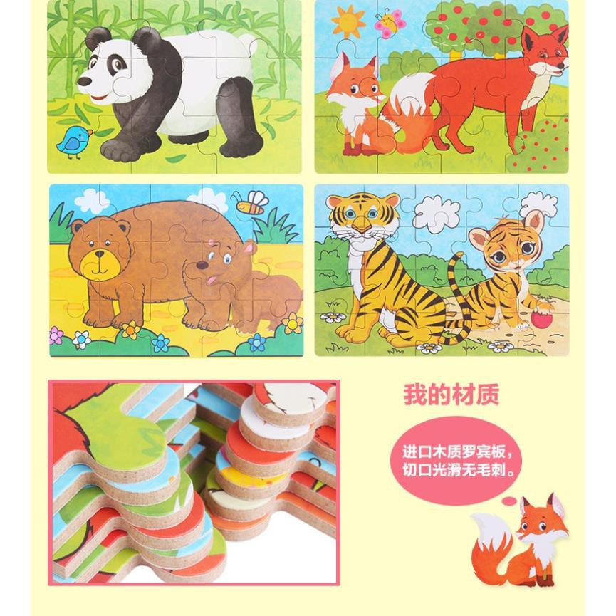 Ghép Hình Puzzle Tổng Hợp 4 Tranh Cho Bé 9-12-15-20 Mảnh ghép