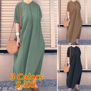 Zanzea đầm maxi tay ngắn thời trang dành cho nữ