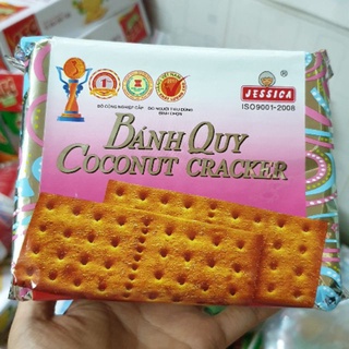 Bánh quy coconut cracker jessica® 178g / bánh quy dừa vuông bọc giấy bạc