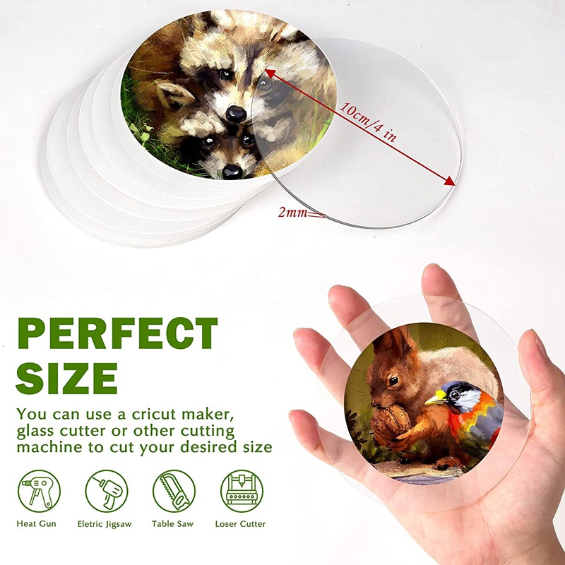 Set 18 Đĩa Tròn 4 Inch Bằng Acrylic Trong Suốt Dùng Làm Đồ Thủ Công DIY