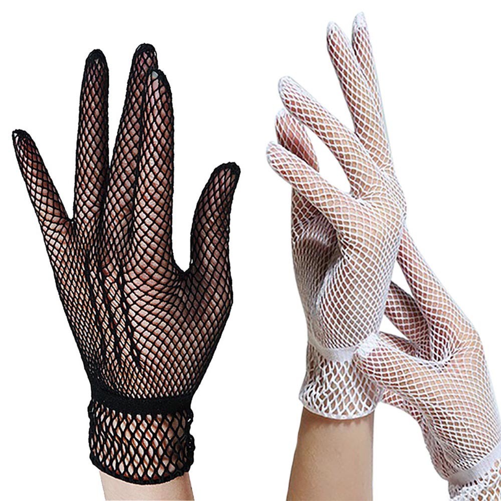 HS Elegant Mesh Fishnet Gloves Prom Costume Lace Finger Bride Mittens Nylon Party Wedding Evening Party Accessory White Black Uv-proof Driving/Multicolor