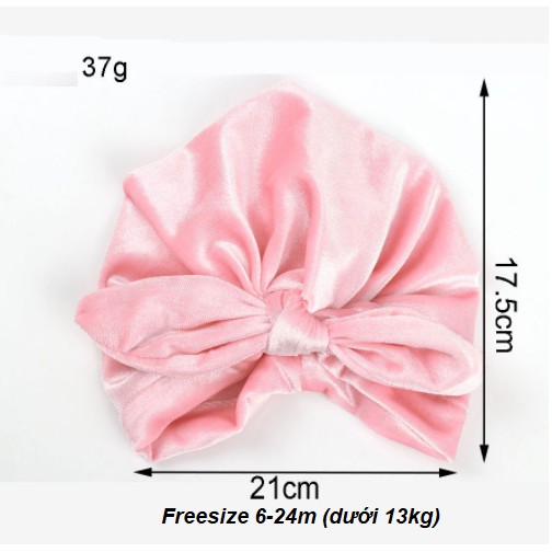 Mũ turban nơ nhung cho bé (6-24m)