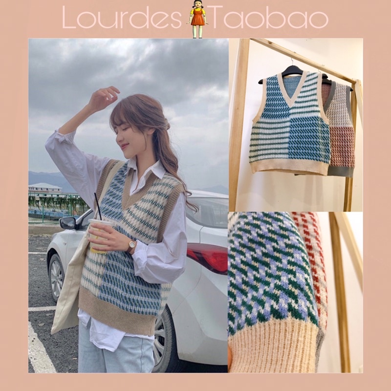 Áo Gile Len Thổ Cẩm Cổ V Chất siêu mịn