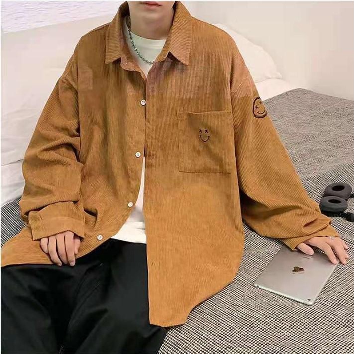 Áo sơ mi nhung tăm nam nữ unisex màu cam cao cấp 03 pon.mens