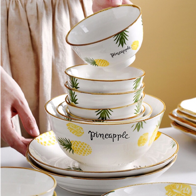 Bộ bát đĩa dứa 🍍 Set bát đĩa dứa quốc dân 🍍 Giá rẻ nhất 🍍🍍🍍