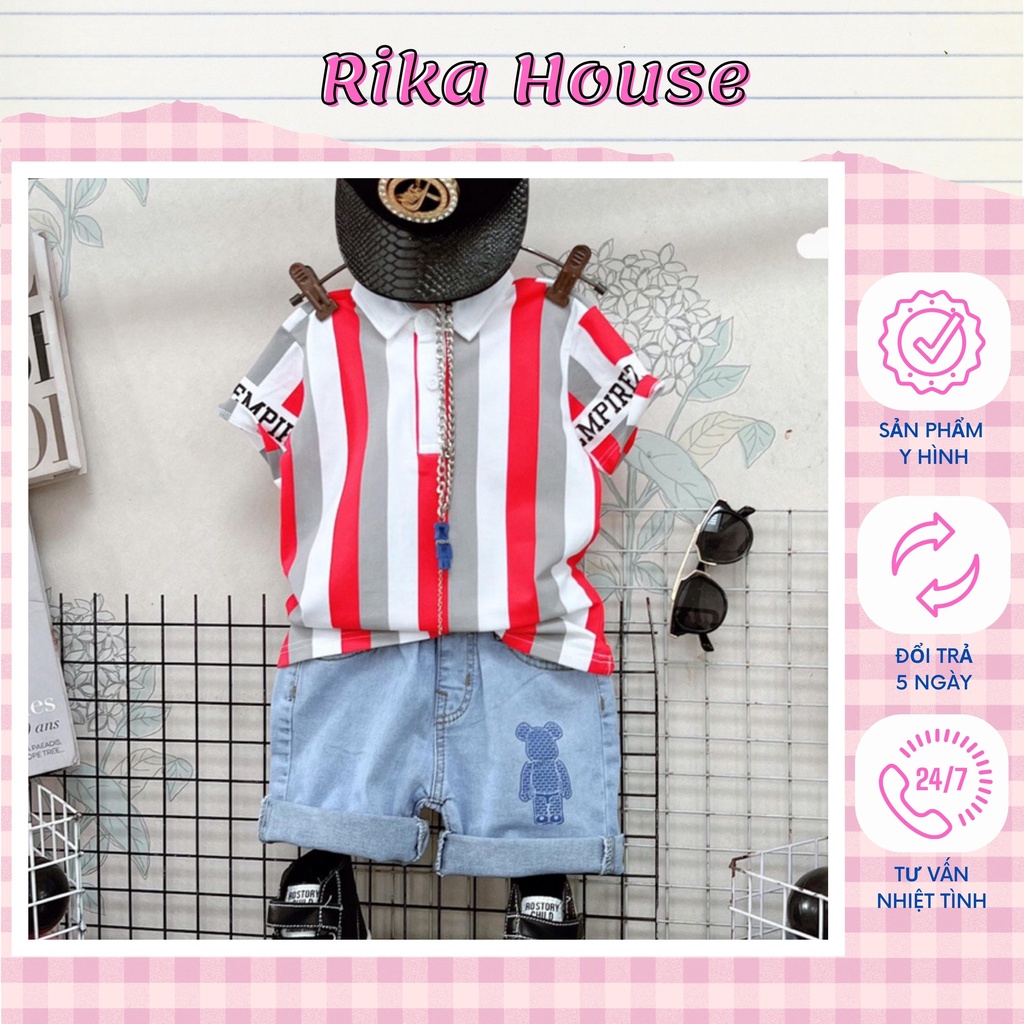 Đồ bộ bé trai, bộ jean cổ trụ sành điệu cho bé trai từ 10 đến 60kg