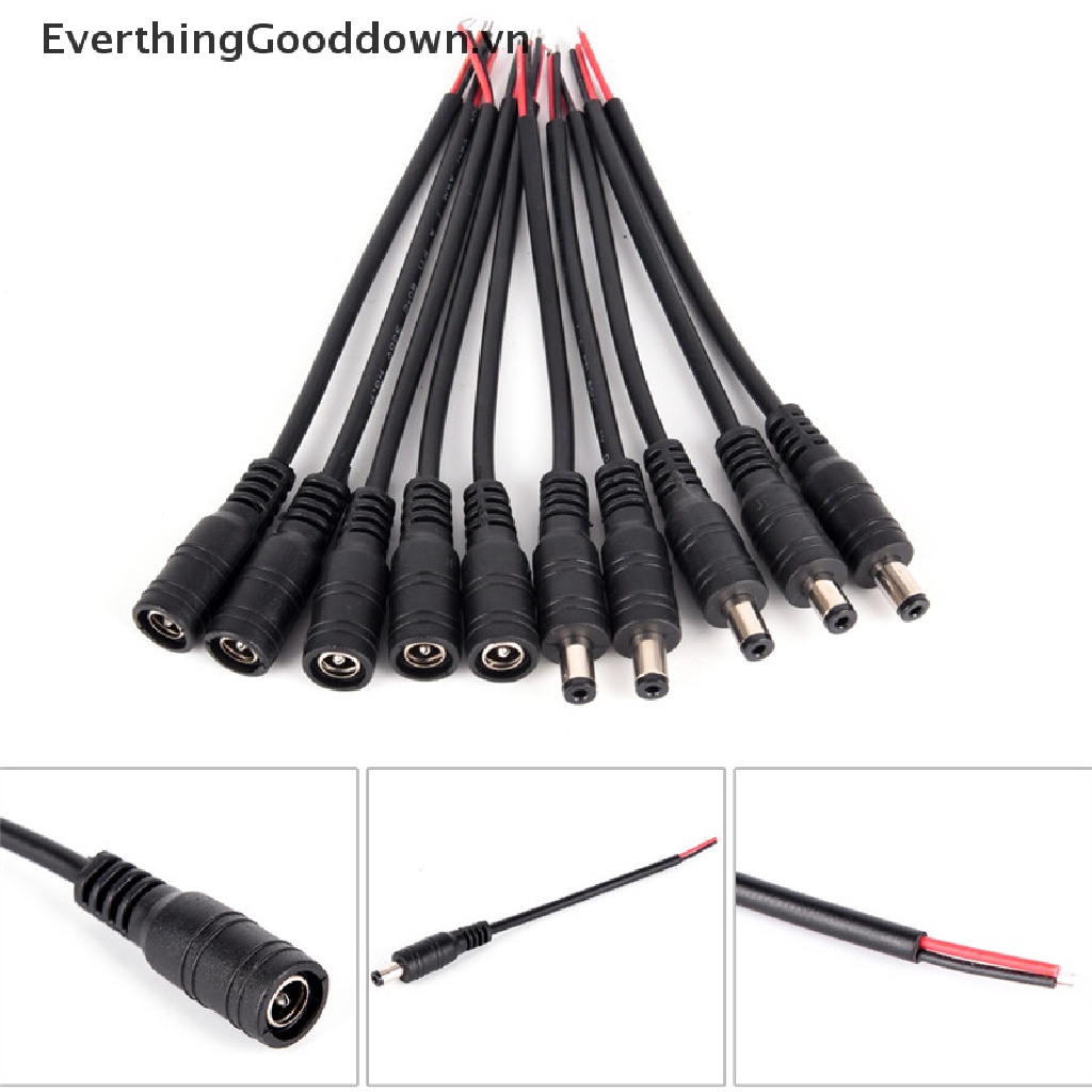 5 Cặp Đầu Nối Dây Điện 5.5x2.1mm Male + Female DC