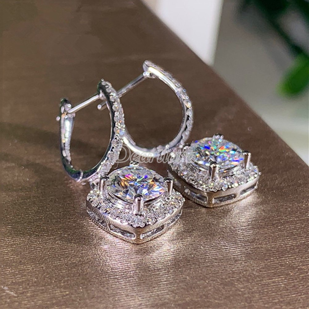 Bộ Khuyên Tai Đính Đá Zircon Sang Trọng Cho Cô Dâu
