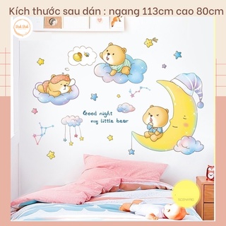 Decal dán tường Gấu trăng sao A43 - Decal dán tường Hàn Quốc